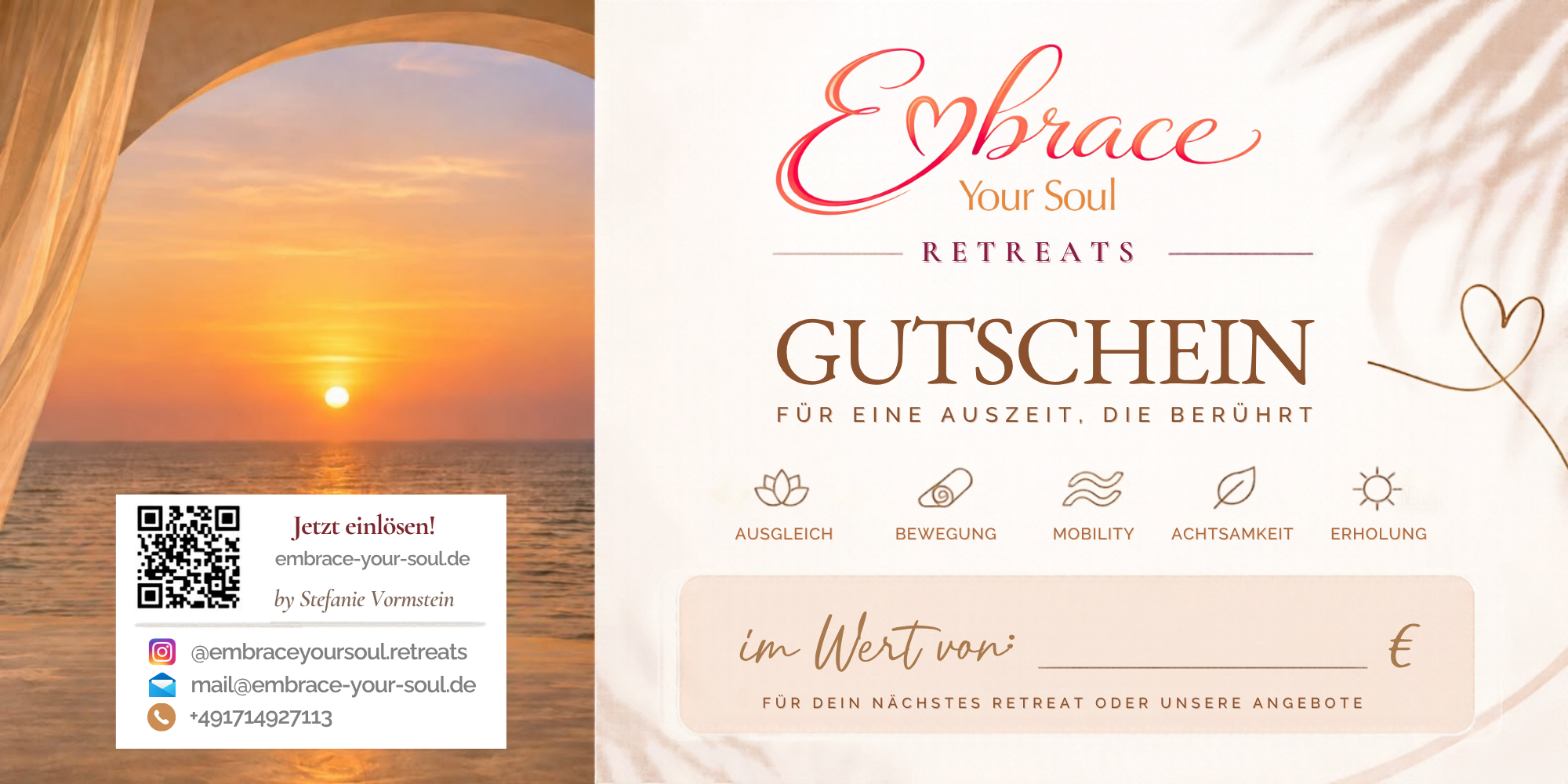 Gutschein für ein Embrace Your Soul Retreat